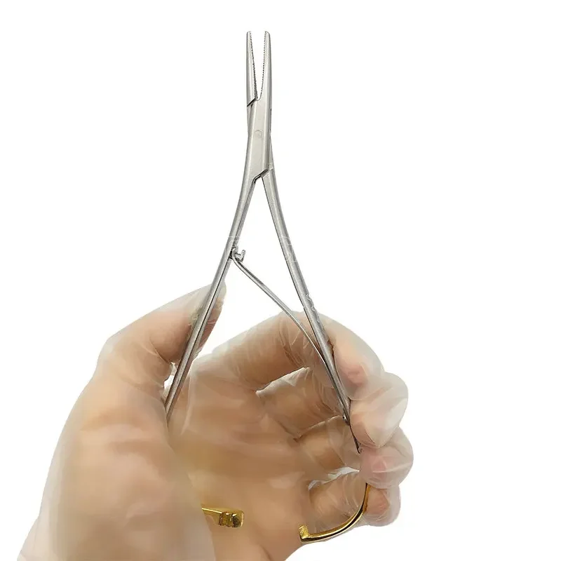 Durable Dental Needle Holder Tweenzer Stainless Steel Orthodontic Plier Gold Plated Handle Dentistry Instrumentt