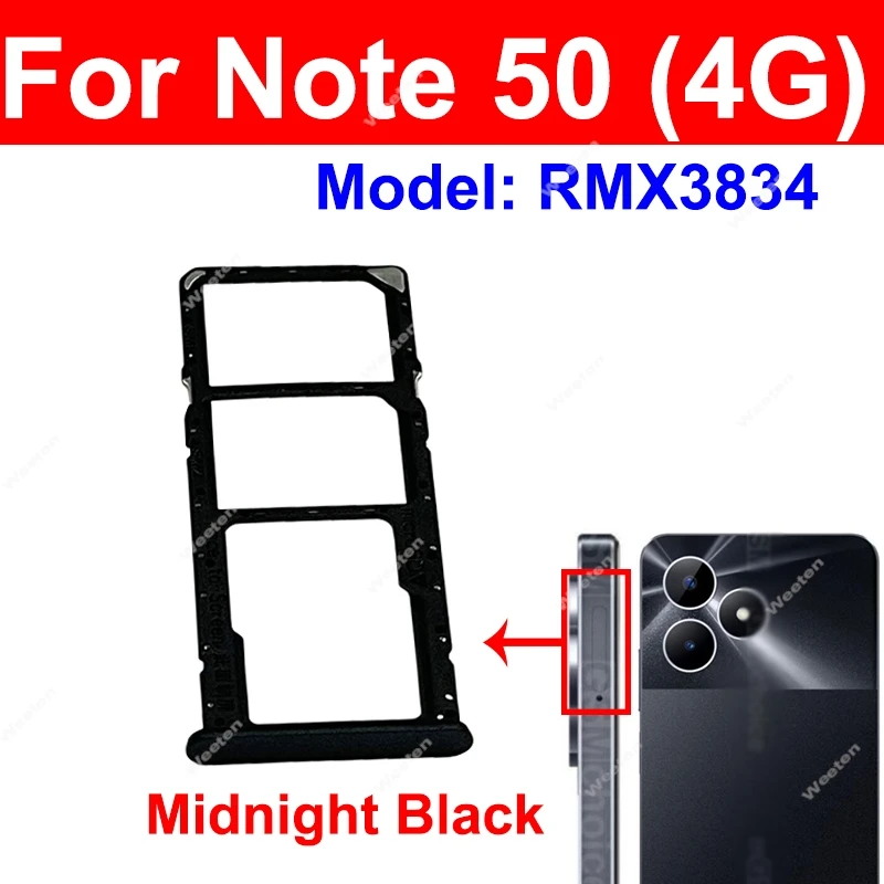 For Realme Note 50 RMX3834 SIM Card Tray Sim Card Holder Slot