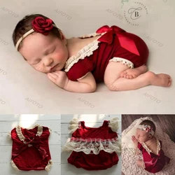 Newborn Photography Props Outfits Baby Girl Boy Clothing + Hat Christmas Birthday Rompers Photo Shoot Studio Accessories Flokati