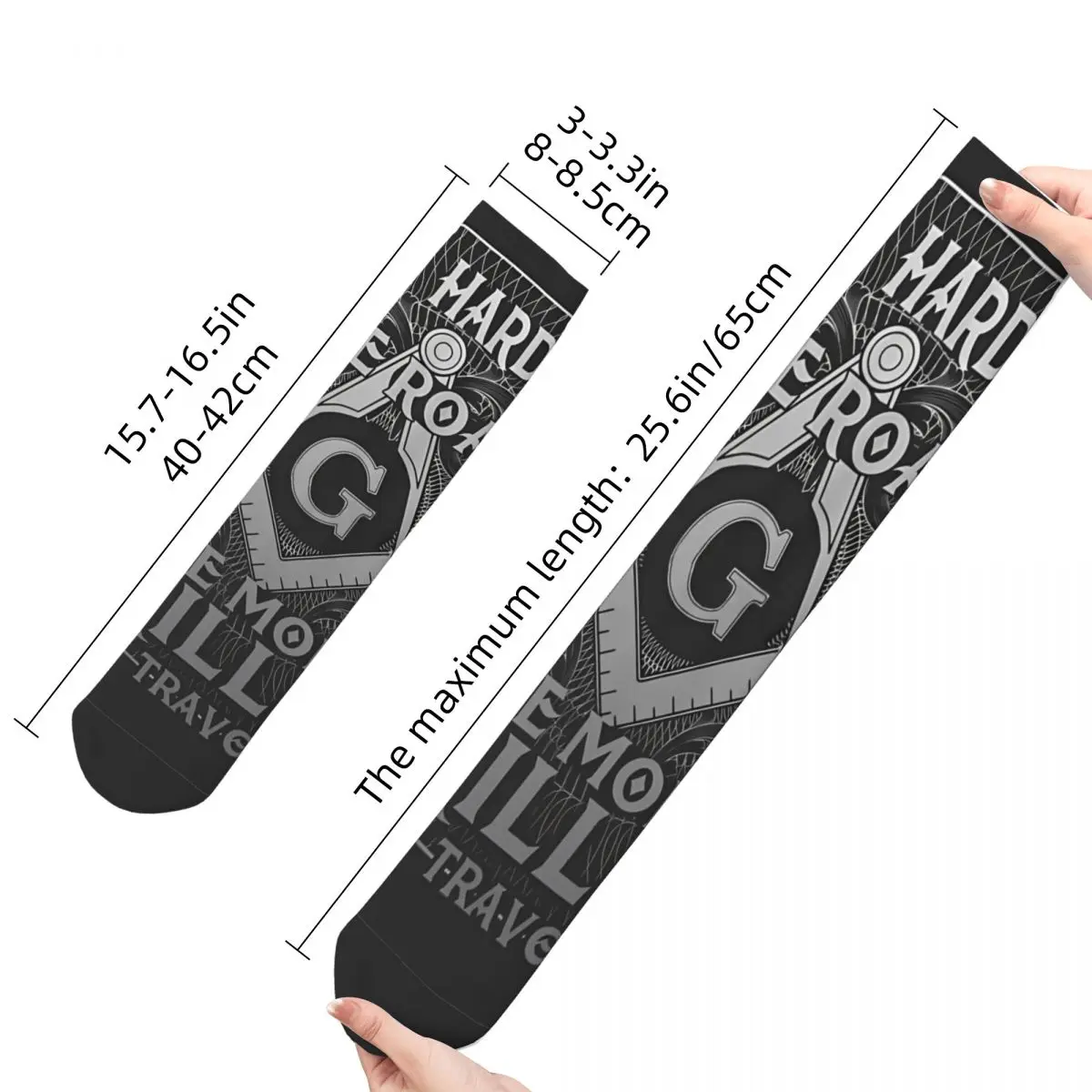 Funny Men's Socks Masonic Lodge 2B1Ask1 Traveler Mason Square Compass Symbol Vintage Freemason Crew Sock Gift Pattern Printed