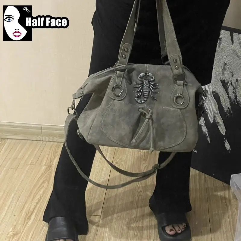 Y2K Girl Harajuku gotyckie torebki skorpiona głowa jasny diament duża pojemność Punk jedno ramię dorywczo damskie torby Crossbody Tote