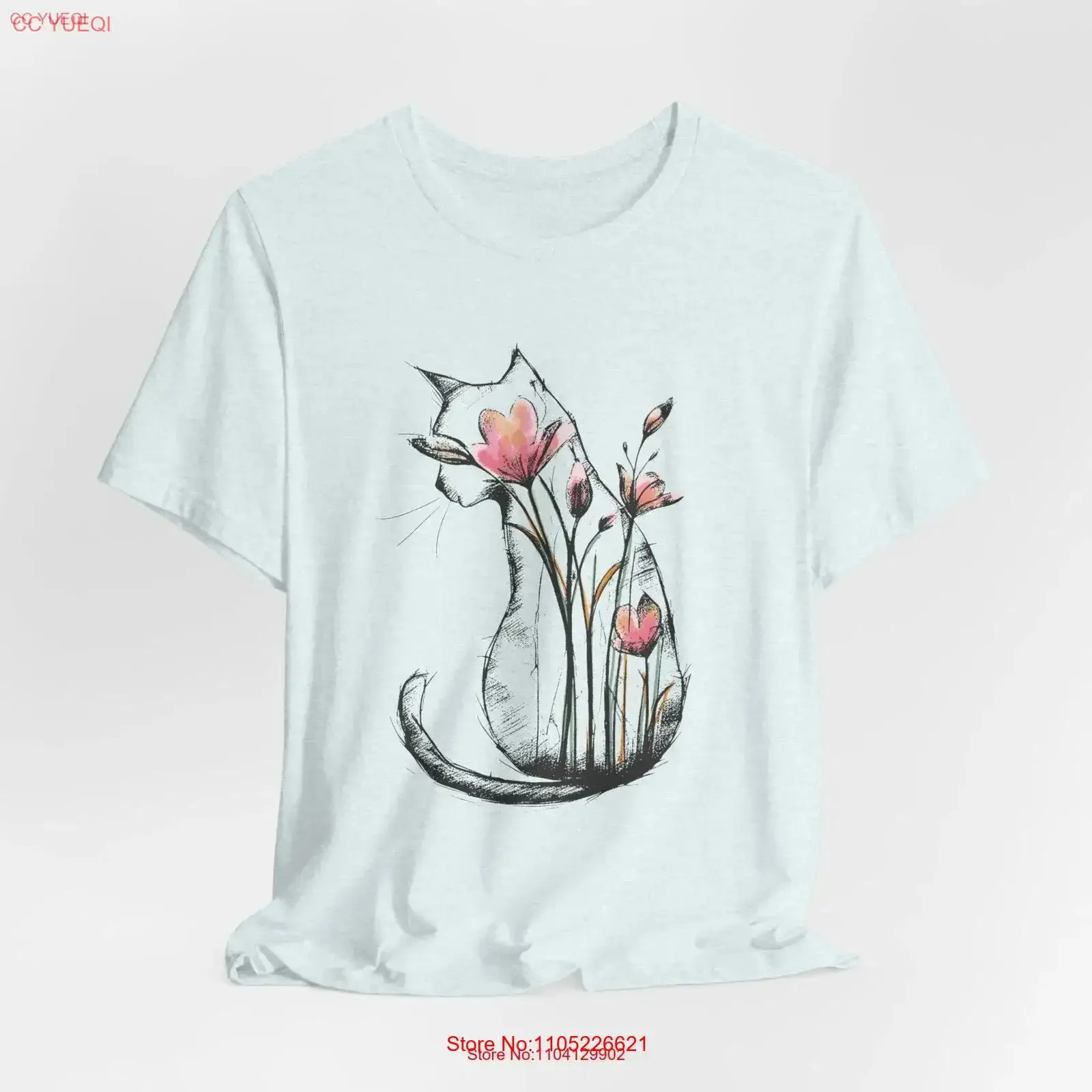 Flower and Cat T Shirt Lovers Boho Lover Cute Floral Vintage Style for Her N vintage Washed Slightly designer clothes Casual