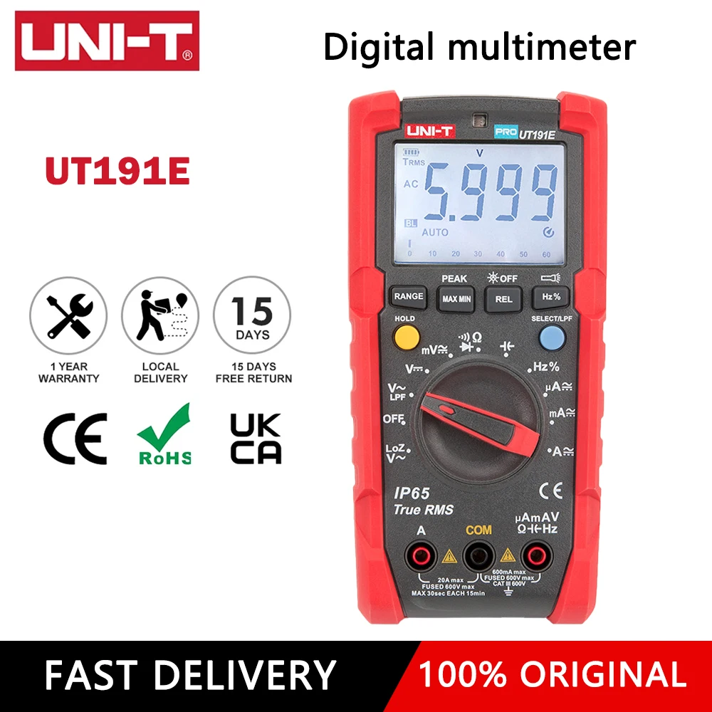 

UNI-T UT191E Professional Digital Multimeter Capacitor Resistor Tester UNIT True RMS ACV AC DC Voltage Current Meter