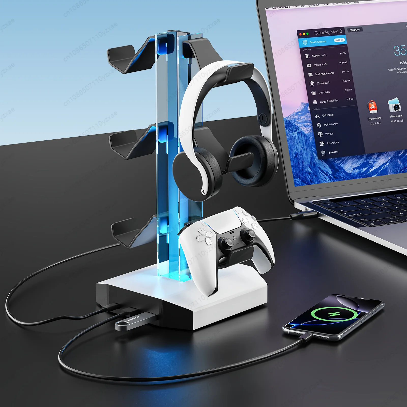 Universal  Game Controller Headphone Stand Multi Gamepad Holder For PS5 Xbox Switch Gaming Desk Accessory