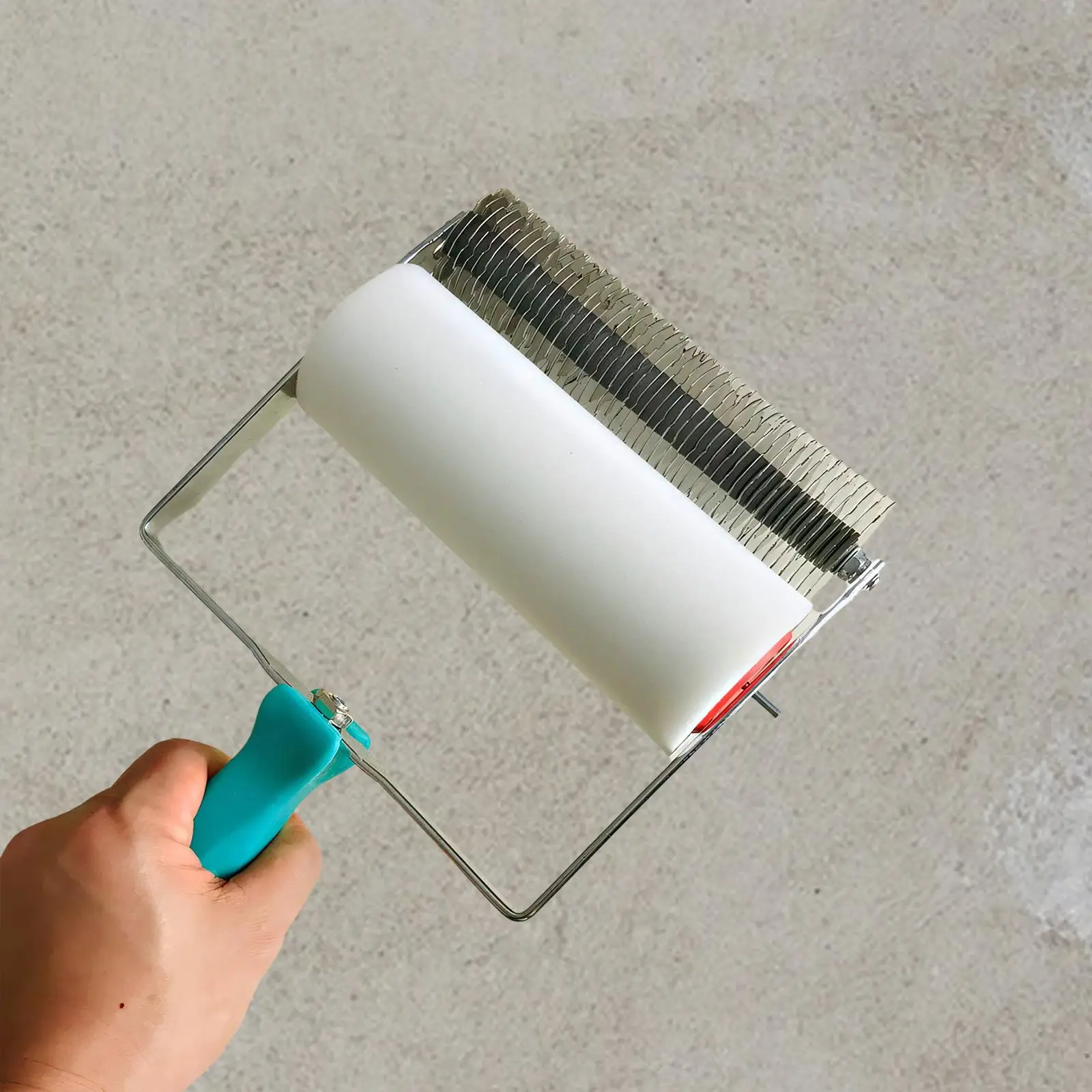 Iron Sheet Roller Art Professional Handheld Tool Reusable with Handle Cloth Pattern Paint Roller Cross Pattern Embossed Roller