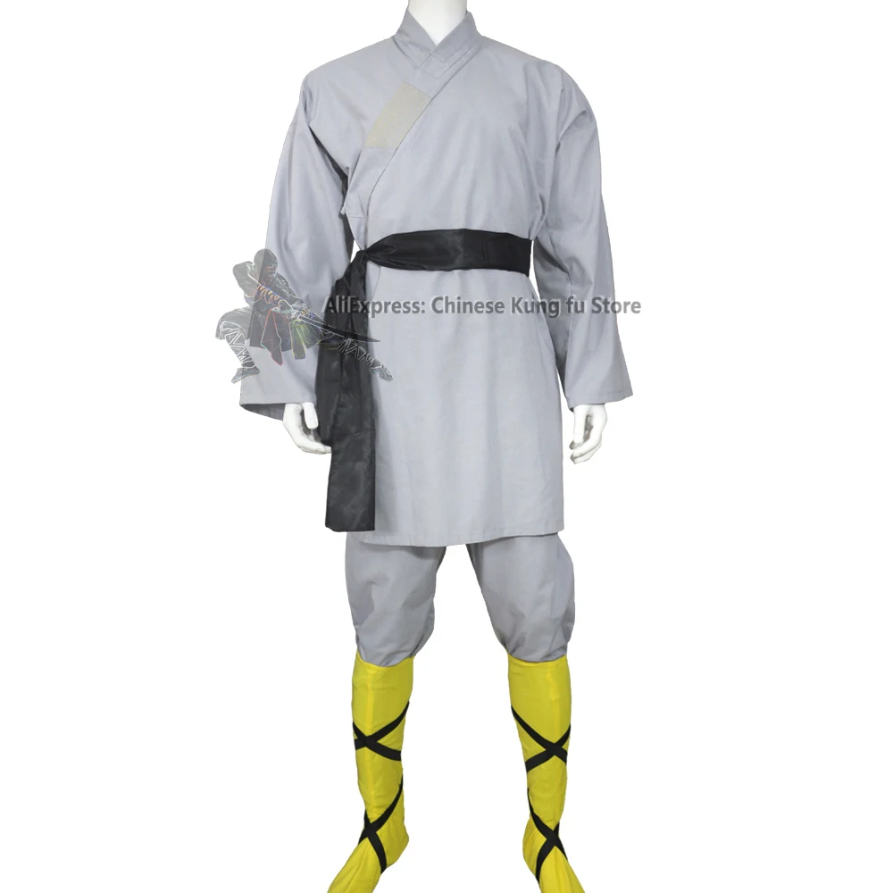 Shaolin Monk Kung fu Uniform Wushu Martial arts Tai chi Suit Wing Chun Clothes Gray Cotton