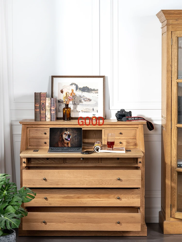 American French oak solid wood multi-functional chest dresser