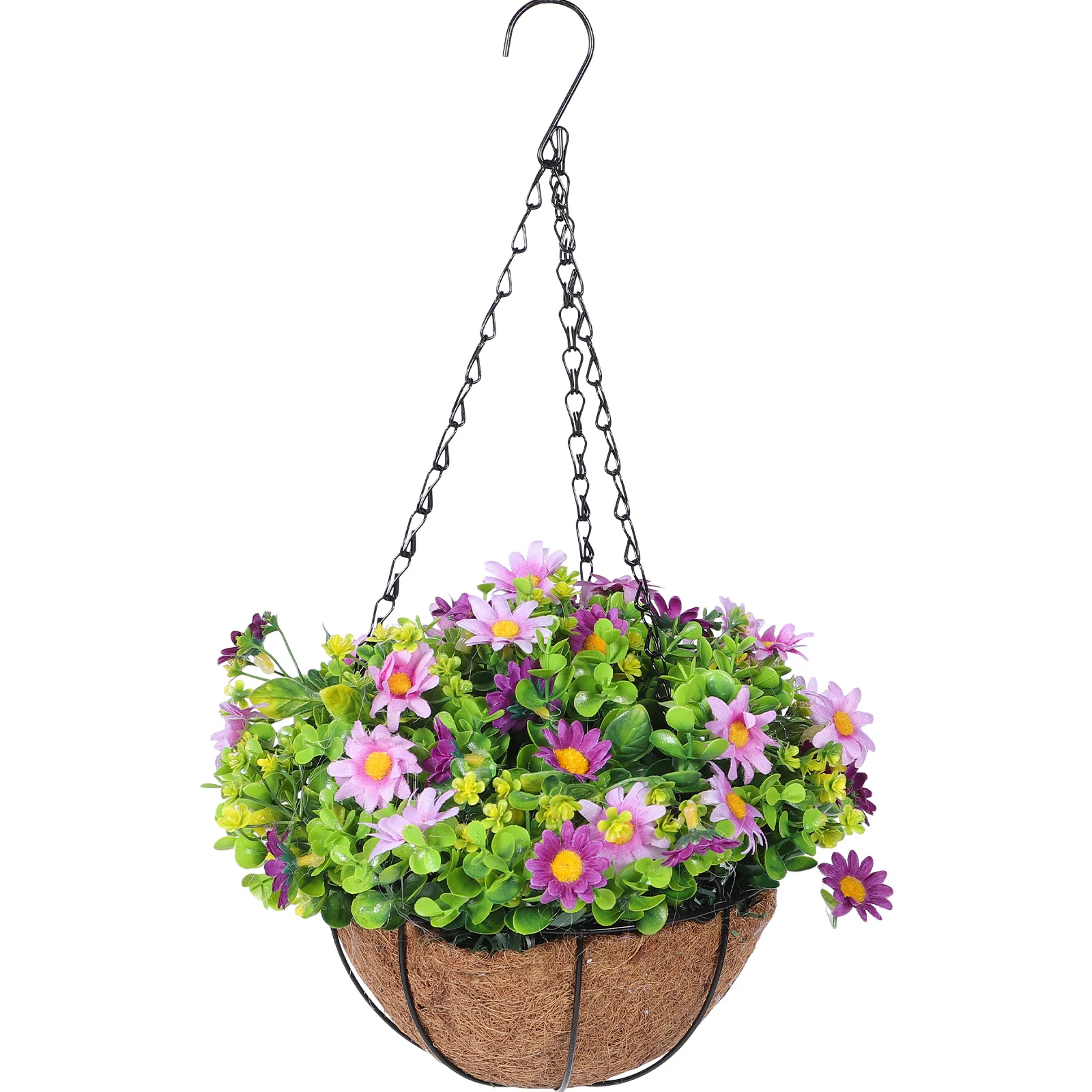

Artificial Hanging Flowers Basket Garden Ornament Indoor Balcony Hanging Flower Basket Flower Pot with Flowers