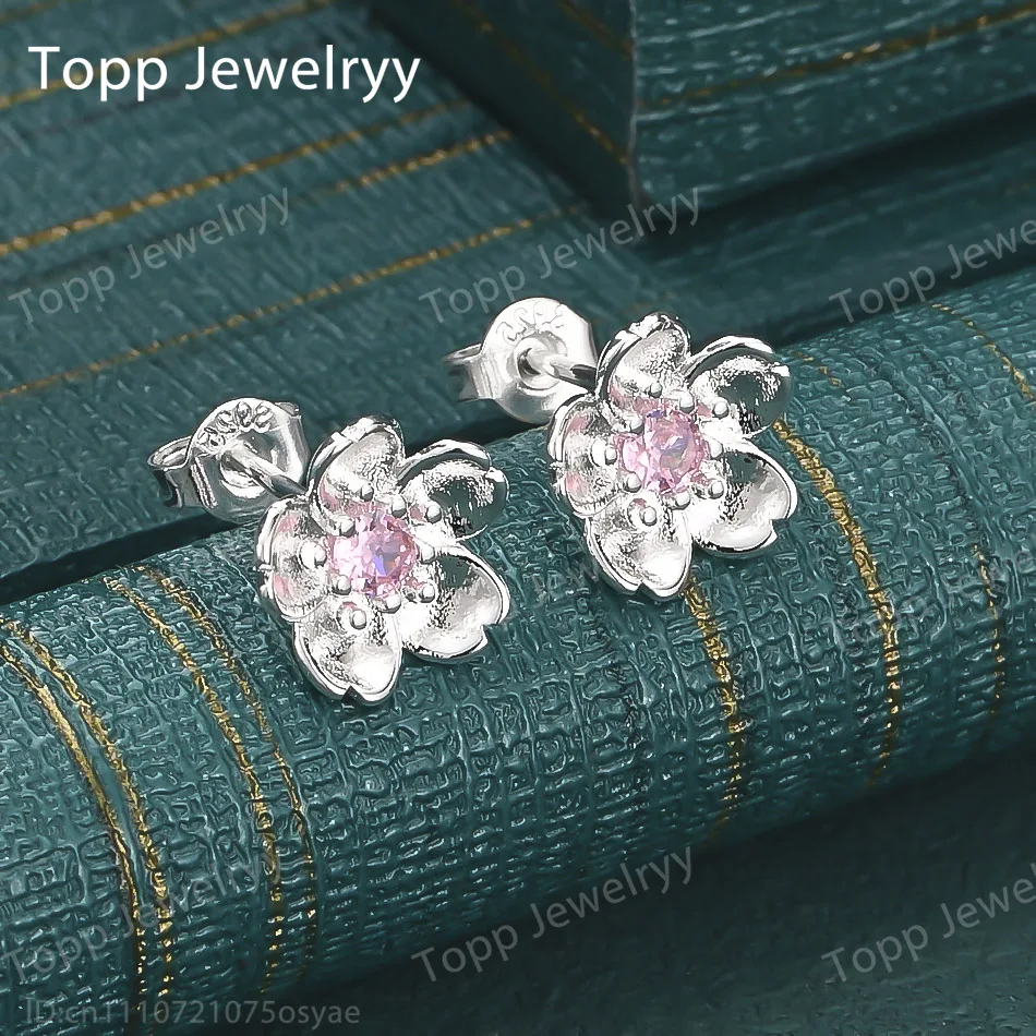 

Elegant 925 Sterling Silver Exquisite Flower Zircon Earrings Fashion Women Wedding Gift Accessories