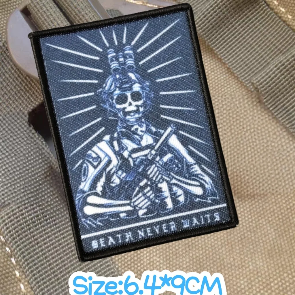 Skeleton Warrior Combat Team Military Print Patch Reaper Harvesting Life Tactics Morale Badge Backpack DIY Patches for Clothing