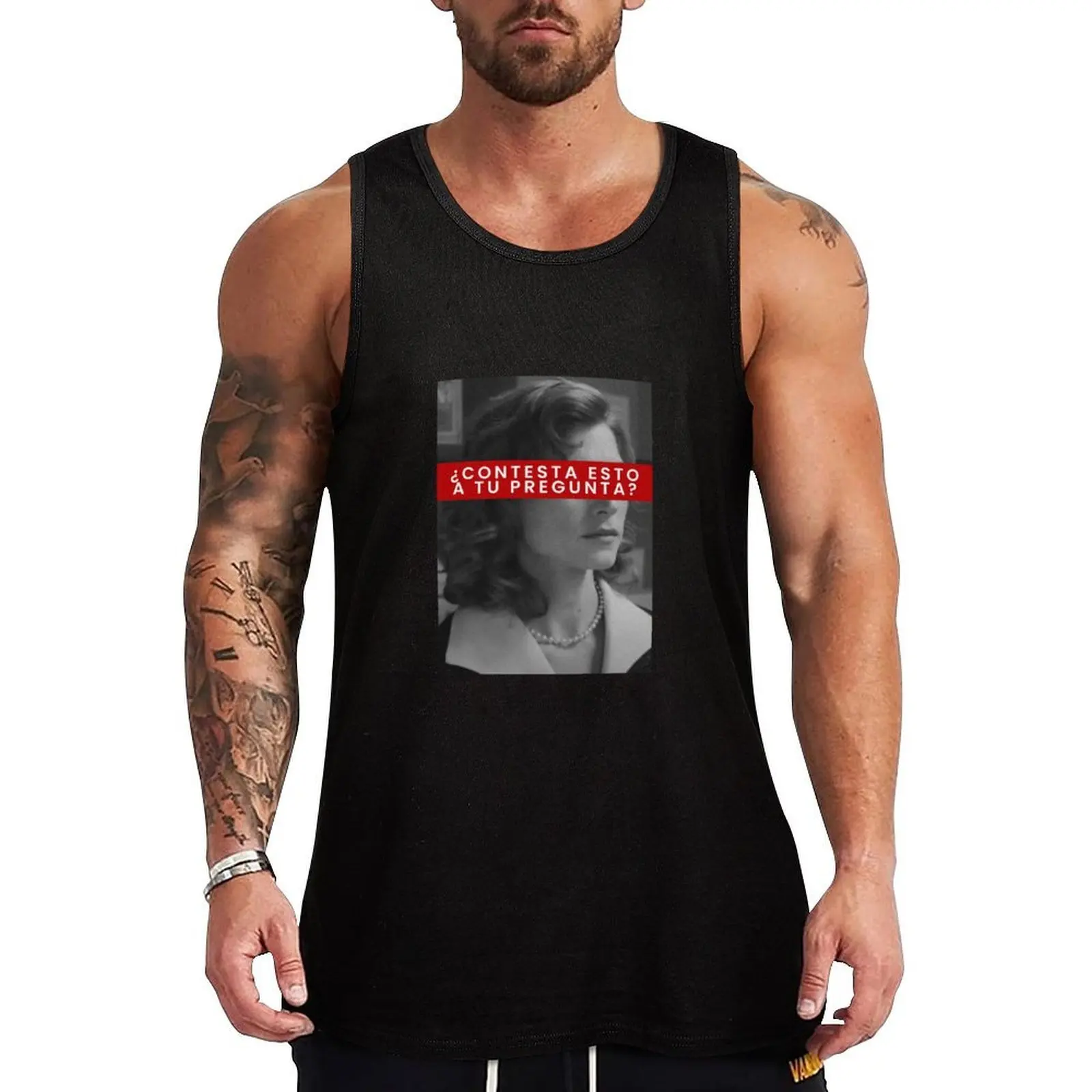 Marta de La Reina - ¿RESPUESTA A ESTA PREGUNTA? Camiseta sin mangas con estampado de texto, camiseta sin mangas con gráfico de letras, informal, sin mangas