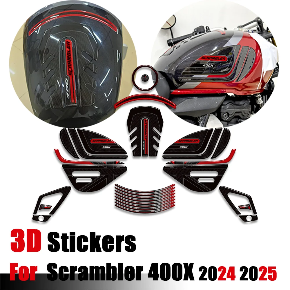 

Motorcycle 3D Stickers For Triumph Scrambler 400X 400 X Tank Pad Side Grips Knee Fairing Fender Wheels Kit Decals 2024 2025
