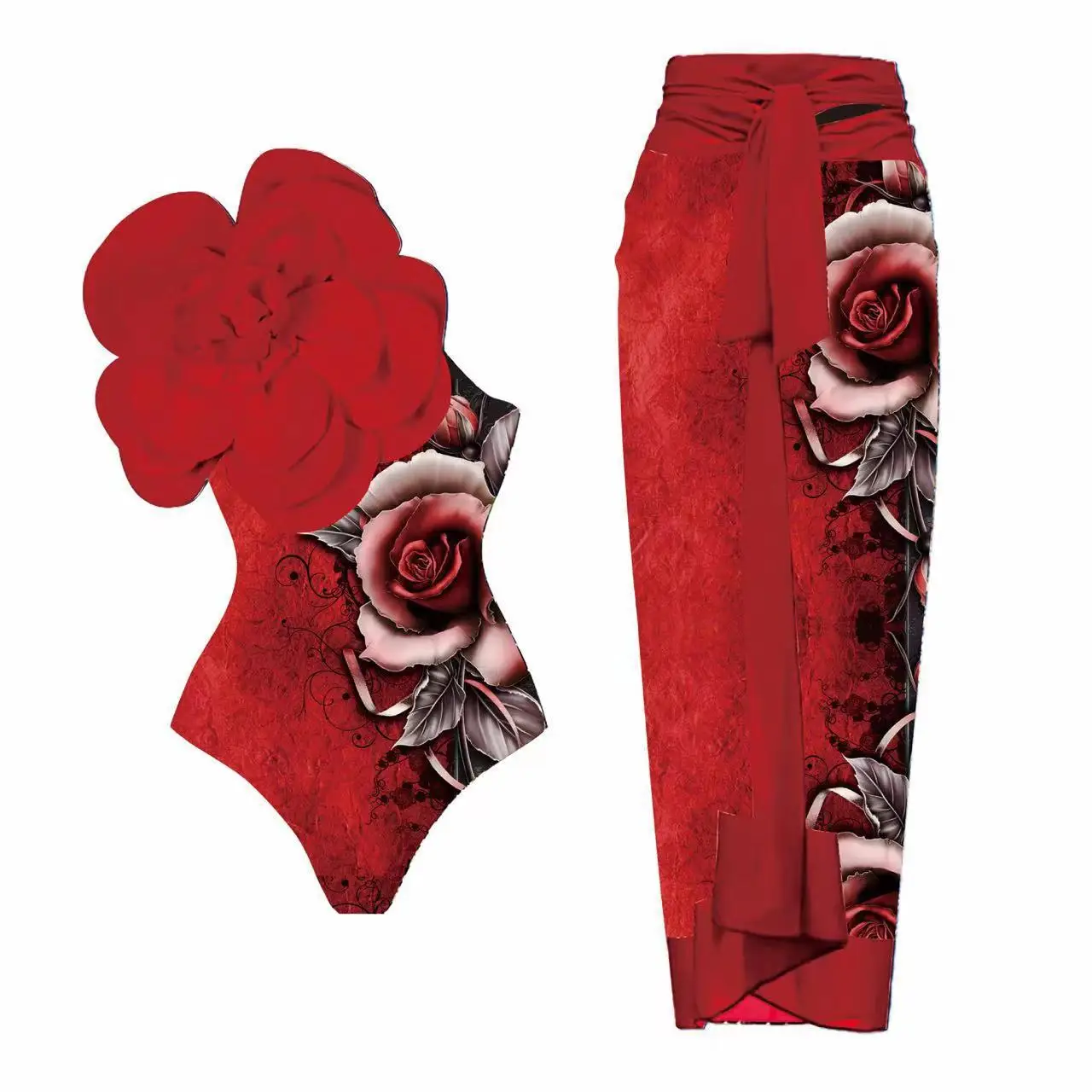 

Купальник-монокини с цветочным принтом 2023 года, женский, с крупным цветочным узором, для фитнеса и спорта, для фанатов, трансграничная продажа