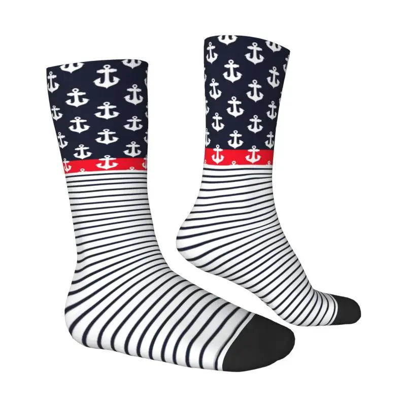 Anchor Texture Dress Socks Men Women Warm Fashion Novelty Nautical Sailor Sea Style Crew Socks