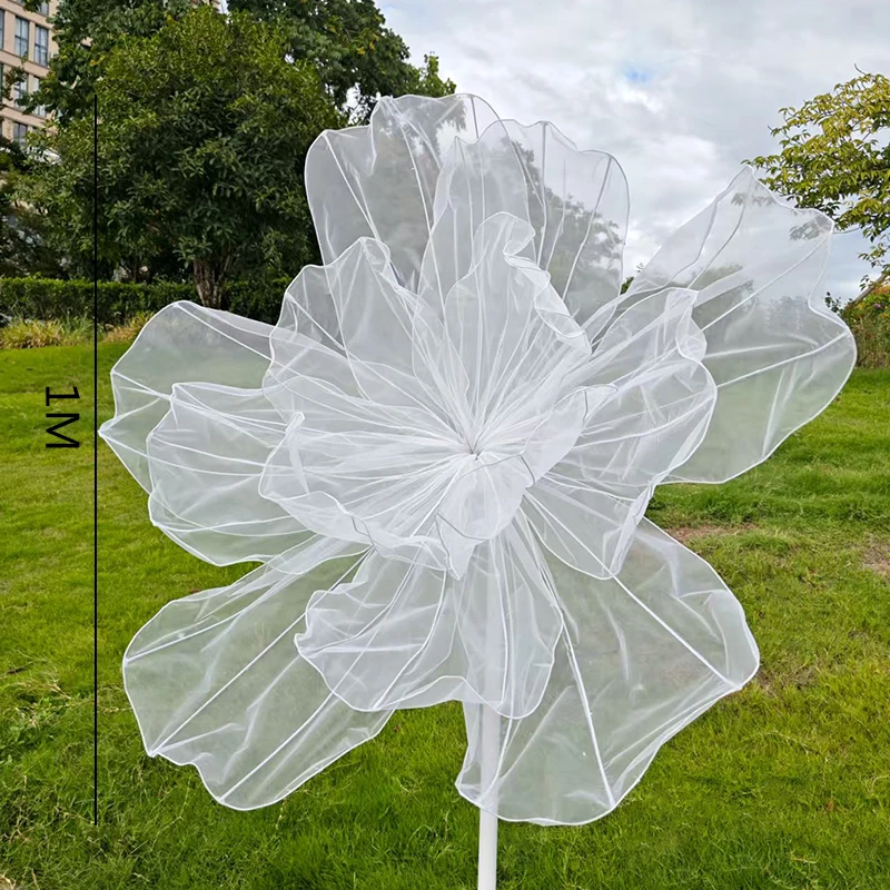 Riesige Kunstblume aus Gaze-Seide, Iris Weiß, Hochzeitssaal-Hintergrunddekoration, Garnblume, Party- und Heimdekoration, Bühnen- und Fenstergestaltung – Detail 7