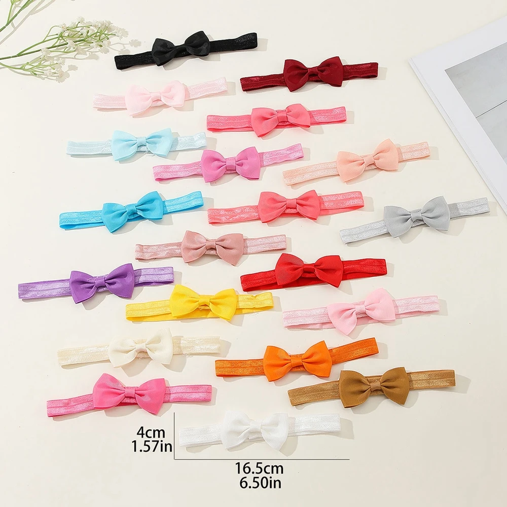 20PCS Ribbon Bows Baby Girls Headband Elastic Handmade Kids Newborn Infant Hairbands Toddler Hair Accessories Photo Props