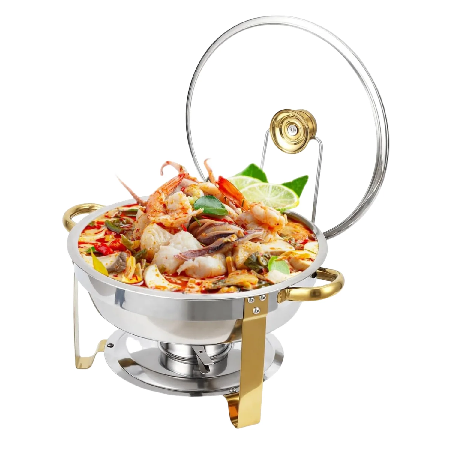 4-pack circular stainless steel insulated pot, silver/gold, only for cooking