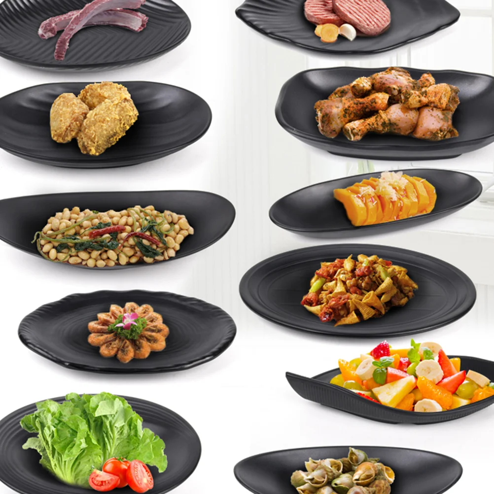 

2Pcs Boat Style Sushi Tray Size S Black Solid Heat Resistant Creative Sashimi Seafood Plate for Restaurant Home