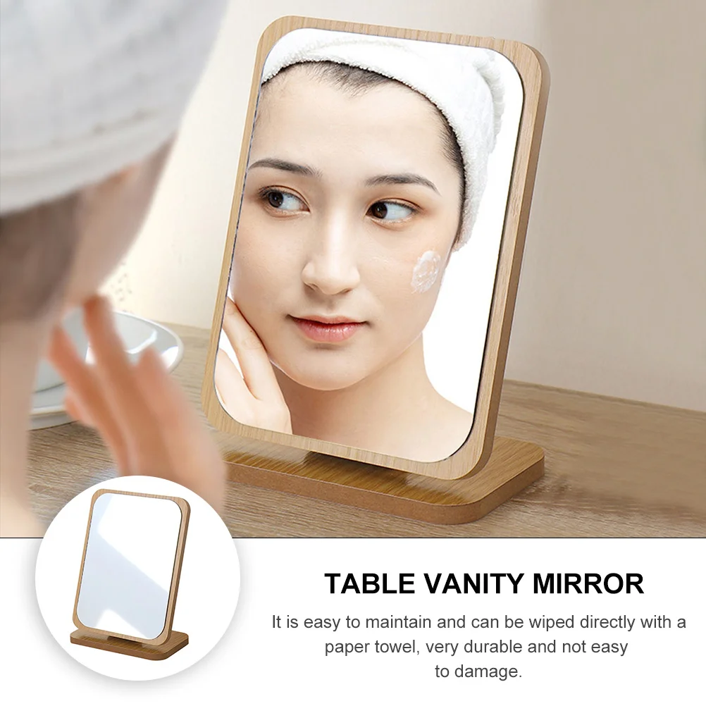 Arched Mirror Vanity Wooden Makeup Desktop Tabletop Standing Household Portable Student