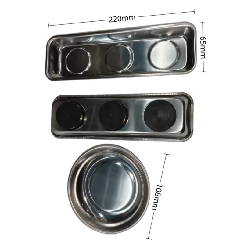 ABKP-For Auto Repair, Workshop& DIY Tool Organizer Magnetic Parts Tray Set 3-Pack Stainless Steel Strong Magnet Screw Holder