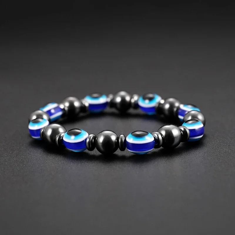 Pulsera Hombre Lucky Turkish Blue Eye Bracelet For Women Men Fatima Hand Charm Bracelet Evil Eye Beads Braclets Accessories