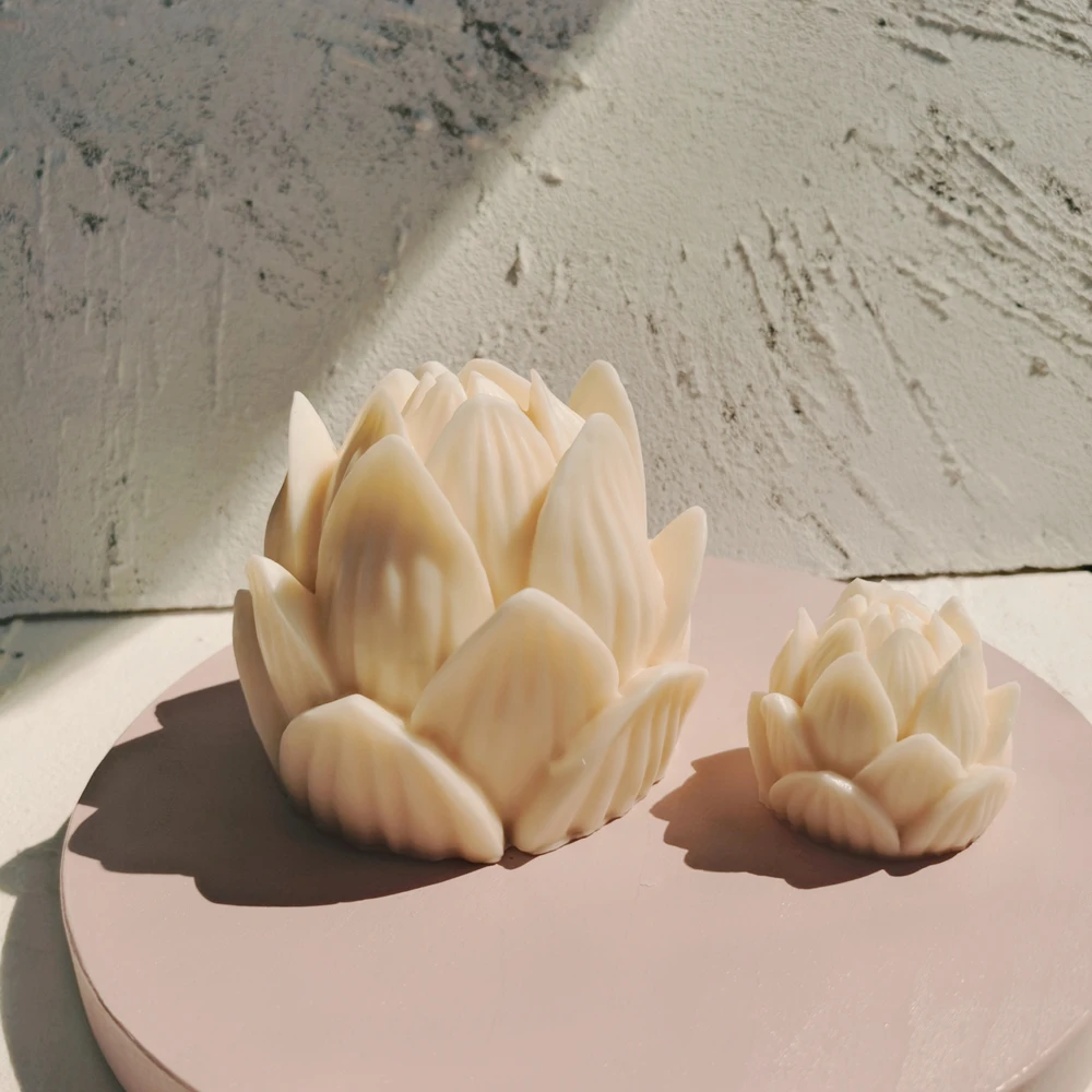 Imagem -03 - Lotus Bloom Silicone Vela Moldes para Decoração de Casa Flor Velas Molde Tamanho Grande Esculpido