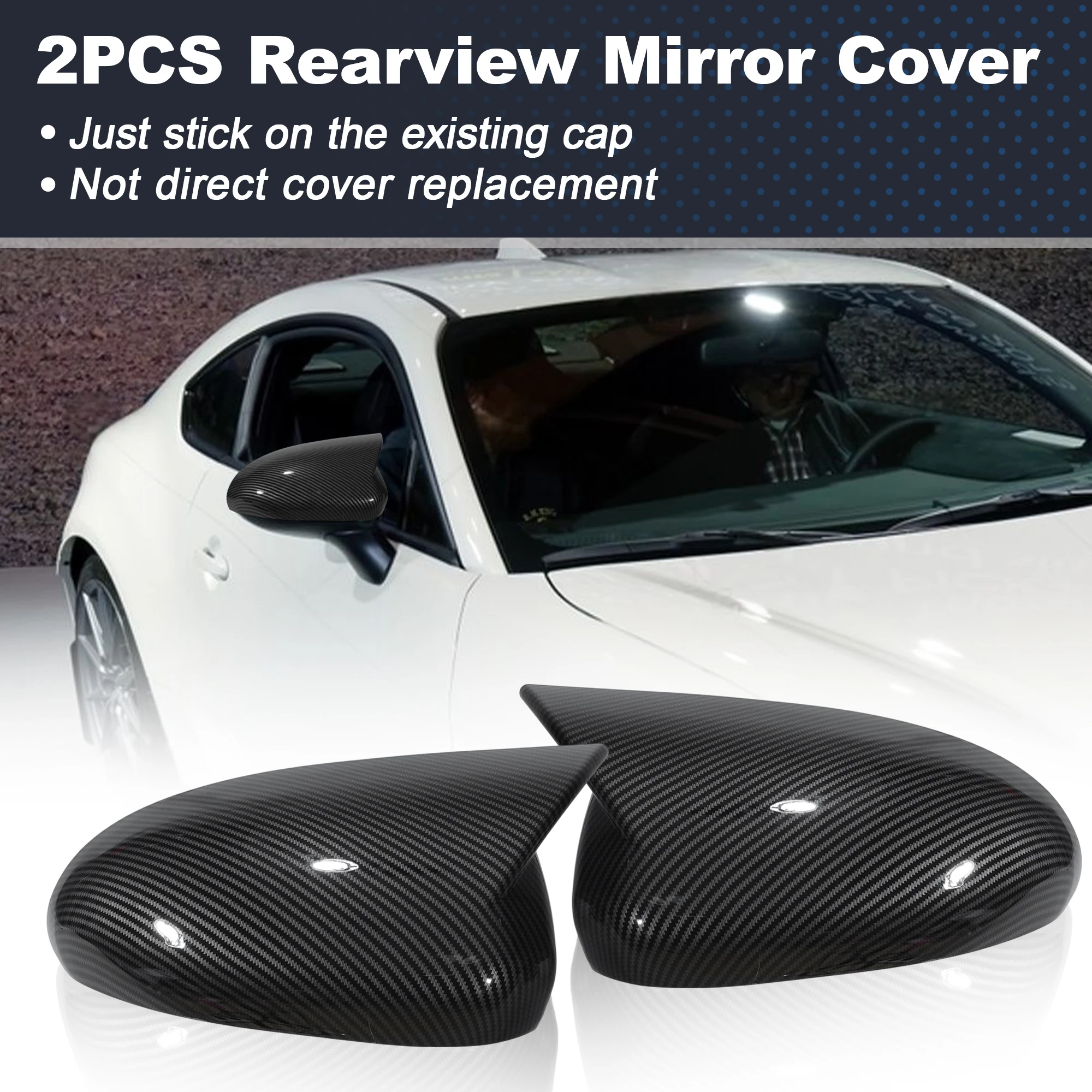 

UXCELL 2PCS Left Right Side Rear View Mirror Cover Cap for Subaru BRZ for Toyota GR86