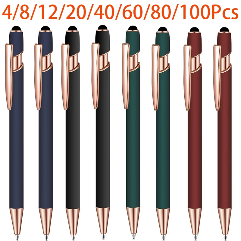 4-100Pcs Ballpoint Pen with Stylus Tip 2 in 1 Stylus Metal Medium Point Smooth Pen Rubberized Ballpoint Pen Touch Screen