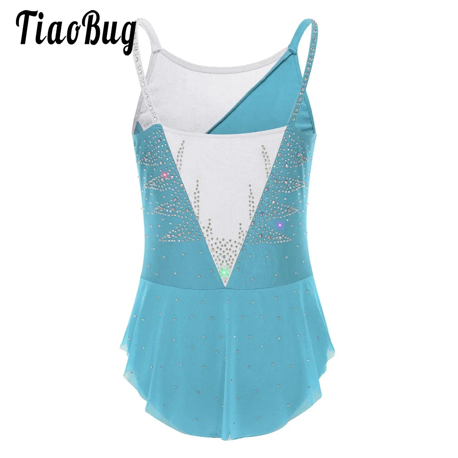 

Kid Girls Ballet Acrobatic Leotard Gymnastics Figure Skating Bodysuit Sleeveless Sleeveless Ruched Rhinestones Leotard Dancewear