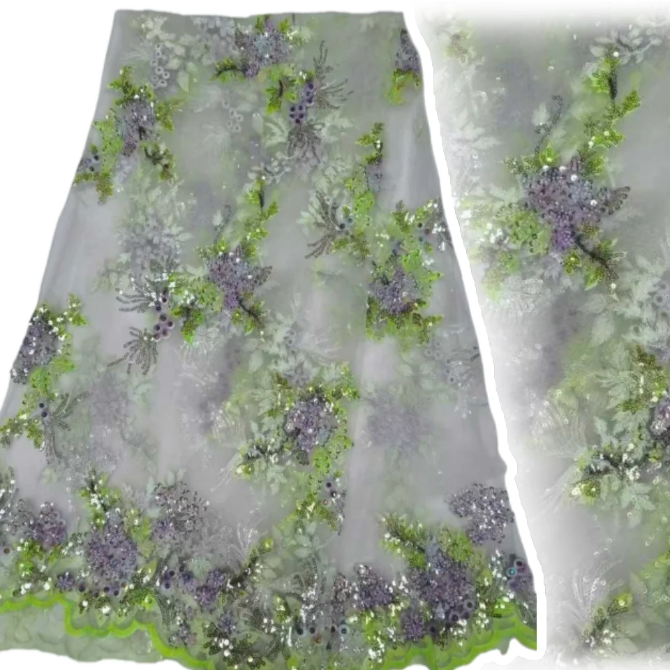 

Африканская вышивка, блестящие бусины, вышивка, сетка, кружевное свадебное платье, дизайнерская ткань, французская ткань, новинка 2025, CC1723