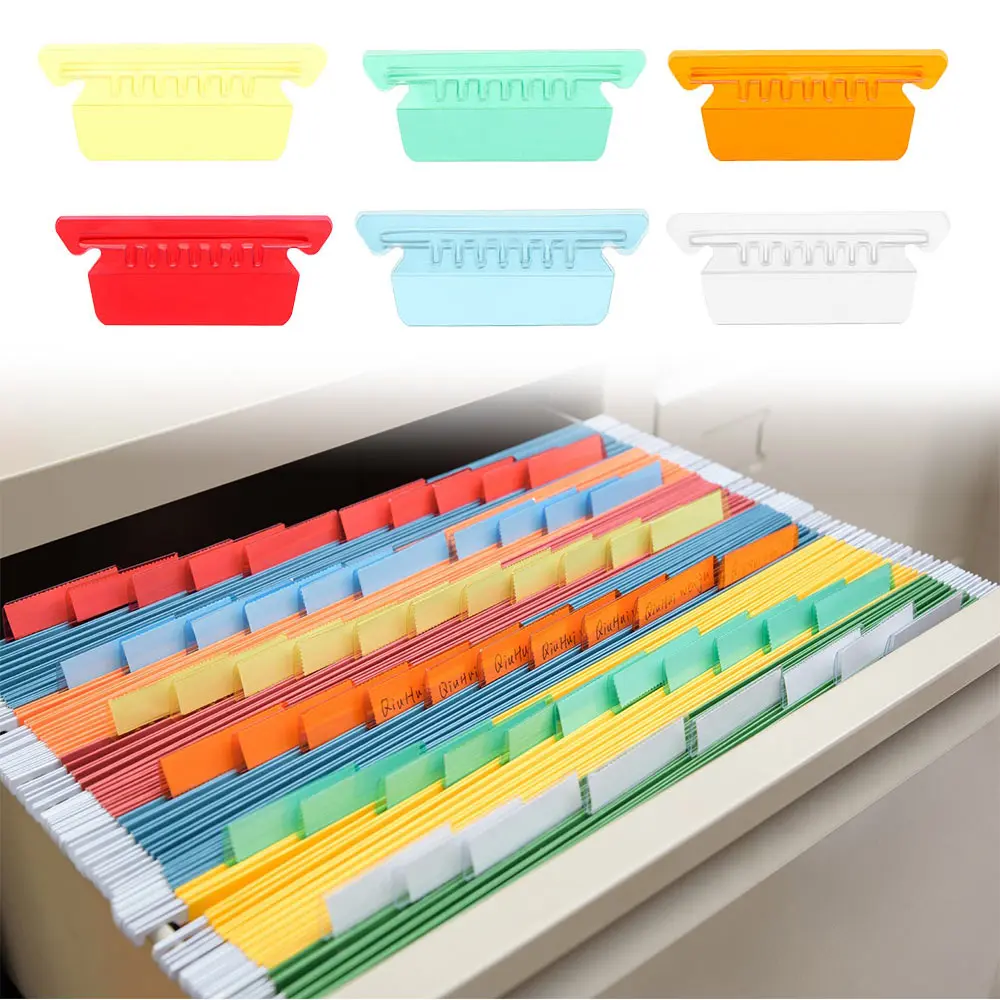 60 Pcs File Folder Tabs Hanging File Folder Tabs with Blank Inserts 2 Inches PVC Tabs for Hanging Folders Quick Identification