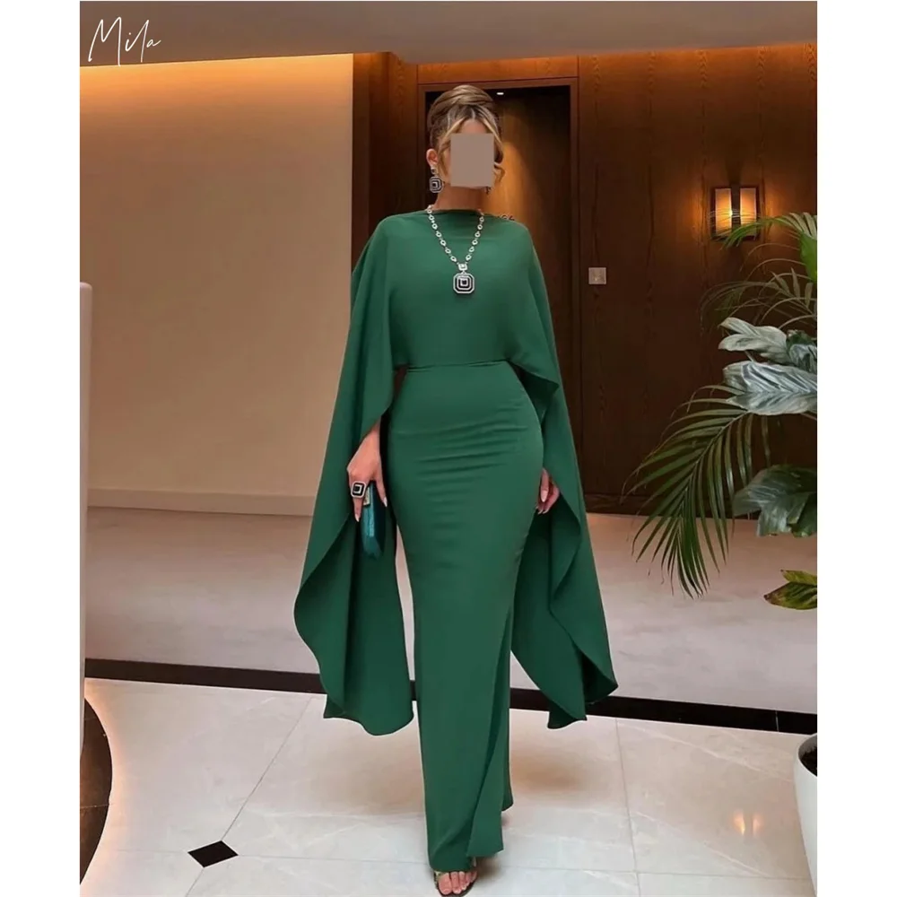 

Mila Green Crew-Neckone Trumpet Party Dresses Sheath Satin Evening Dress Long Sleeve Elegant Customized Prom Dresses 2025