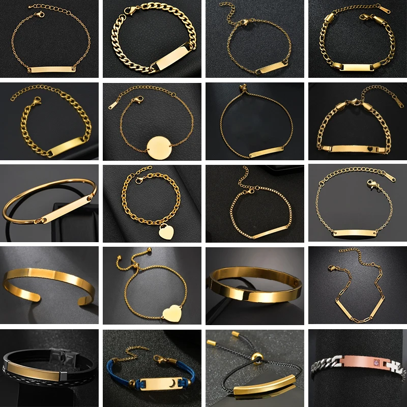 Letdiffery Fashion multi-style bransoletki dla kobiet mężczyzn ze stali nierdzewnej Punk gruby łańcuszek ręczny pusty pasek bransoletka dla par biżuteria