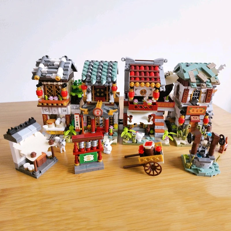 LOZ モジュラービルディングアーキテクチャ衣類豆腐ショップ薬局書店ミニダイヤモンドブロックレンガのおもちゃ子供用箱なし