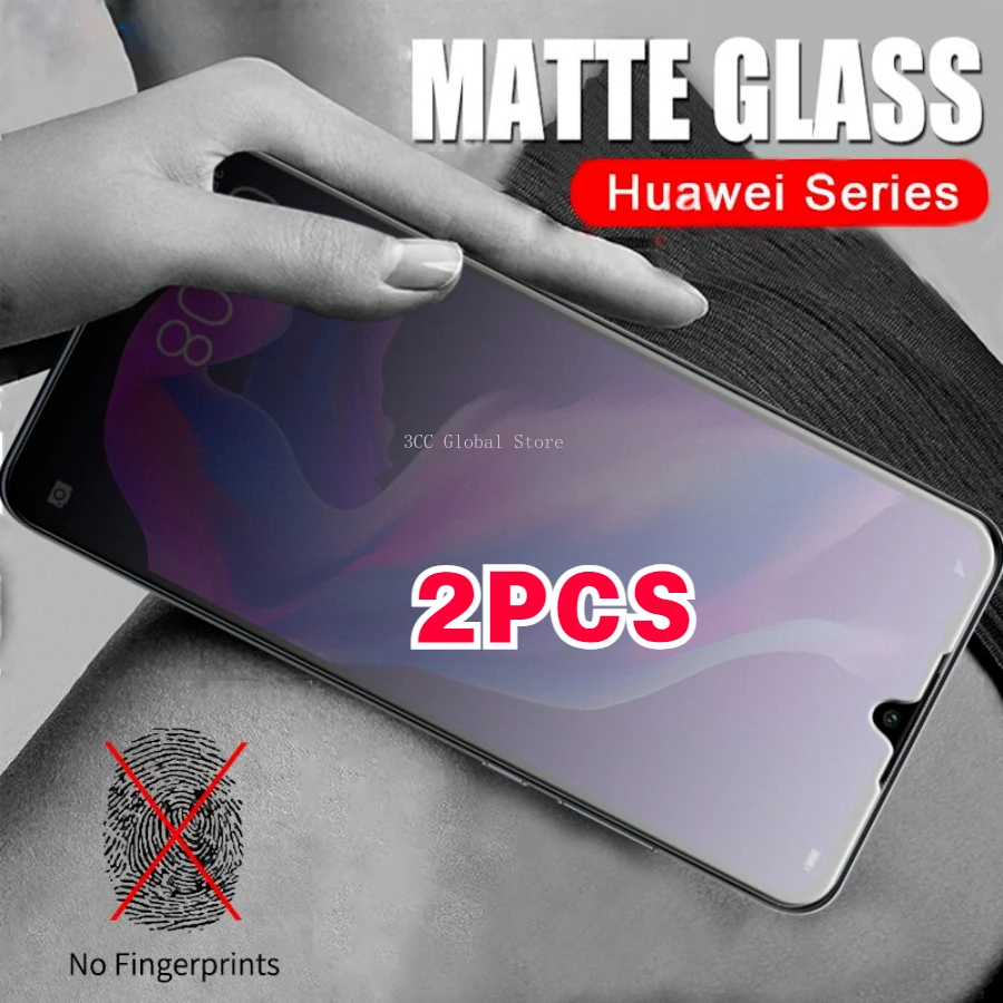 2PCS Matte Tempered Glass Screen for Huawei P20 Pro P30 Lite Nova 3i 5T 7i 8i Y7 Y9 Prime 2019 Y7A Y6P Y7P