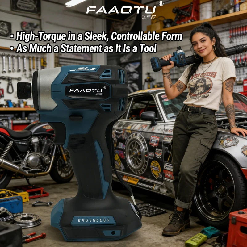 

Беспроводной ударный шуруповерт FAAOTU DTD173, бесщеточная электрическая дрель-шуруповерт с двойной светодиодной подсветкой, совместим с аккумуляторами MT, без аккумулятора