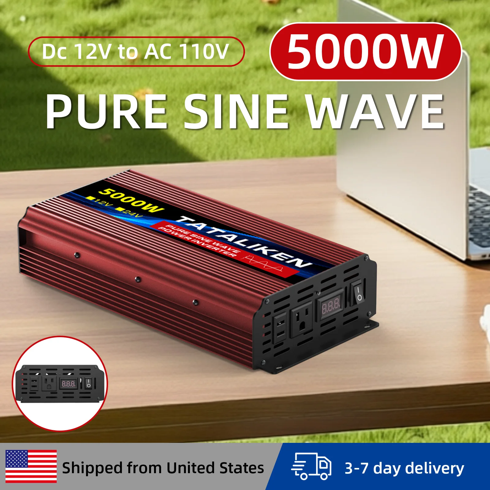 Pure Sine Wave Power Inverter 12V 110V 60HZ 1000W-10000W Intelligent Digital Display Voltage Transformer