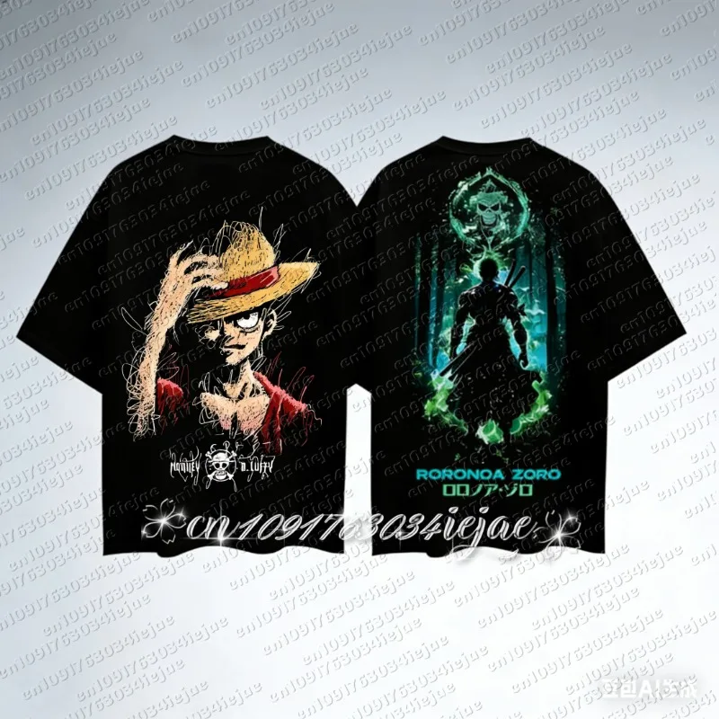 2026 One Piece Herren Baumwoll-T-Shirt Monkey D. Luffy Anime Sommer Jungen Kinder Kurzarm Hochwertige Eltern-Kind-Kleidung