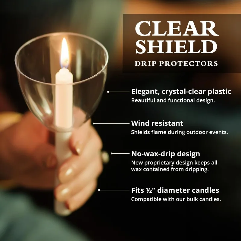 Clear Shield Candle Drip Protectors - (Pack of 1000) Wax Catcher for Candlesticks, Convenient for Church Vigils,