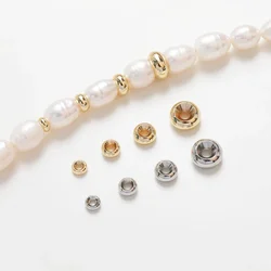 50PCS Dainty Brass Flat Beads Spacer Bead for Jewelry Making Necklace Findings DIY 4/5/6/8mm 14k Gold Plated Accessories