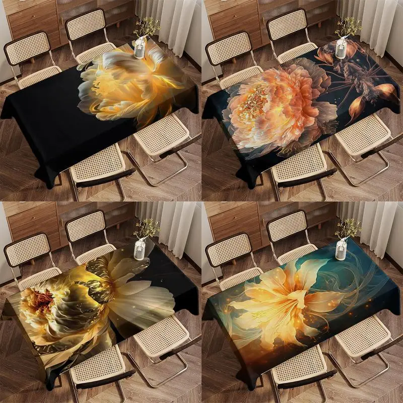 Fancy Floral Tablecloth Restaurant Kitchen Tablecloth Living Room Home Decoration Rectangular Party Decoration