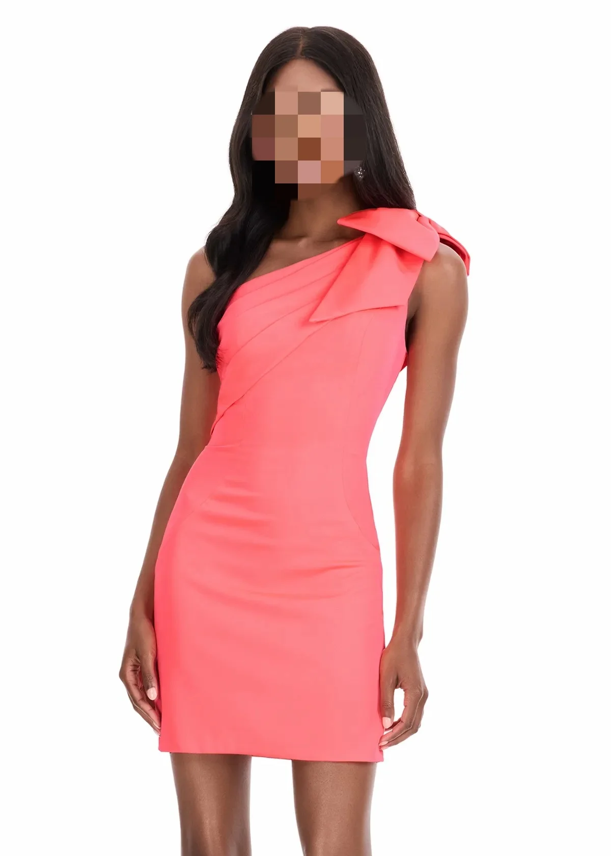 Luxury Coral Pink One Shoulder Mini Dress 2025 Elegant Bow Slim Fit Party Cocktail Short Dress for Women Customized