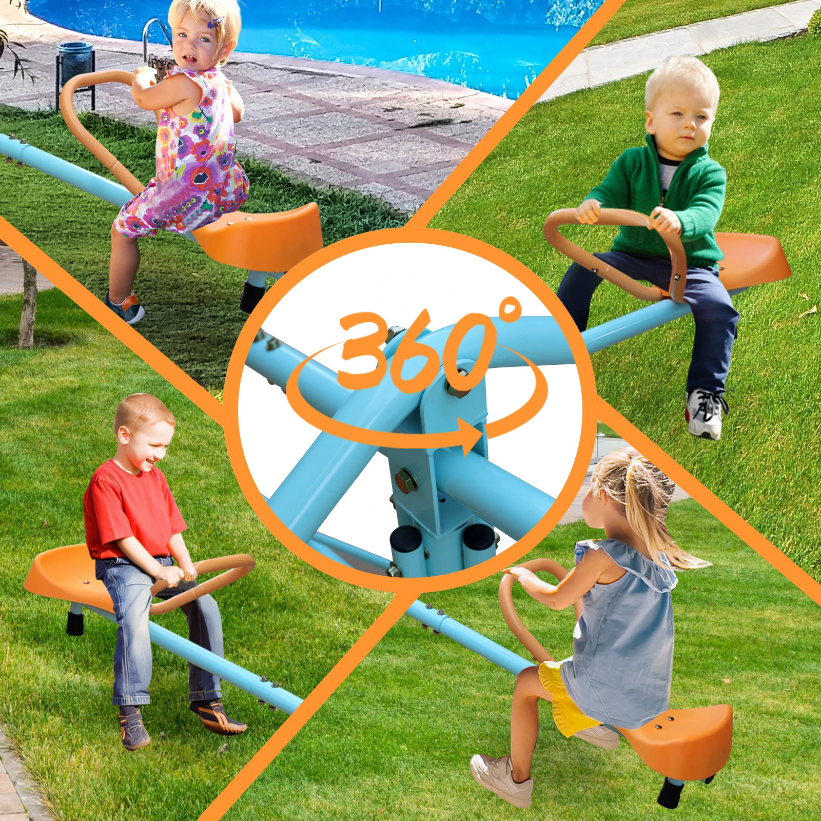 Balançoire rotative pour enfants, équipement de terrain de jeu extérieur, Totter Tecirculation pour arrière-cour, Asseyez-vous et tournez