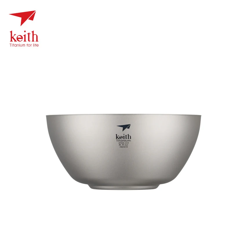 

Keith 250ml Titanium Double Wall Soup Bowl Camping Rice Ramen Salad Bowls Home Dinnerware Anti-hot Fruit Food Container