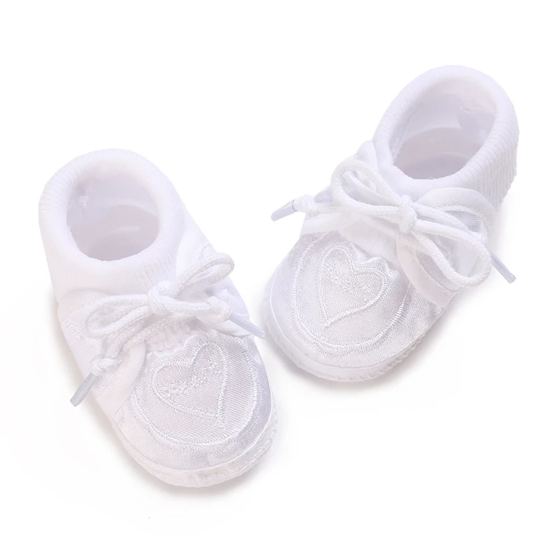 Baby Baptism Shoes 0-3 Months Comfortable Breathable Bed Shoes Soft Sole Baby Princess Shoes Girl White First Step