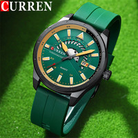 CURREN Sport Men Watch Top Brand Luxury Business Waterproof Calendar Male Clock Green Rubber Classic Quartz Man Wristwatch 8421