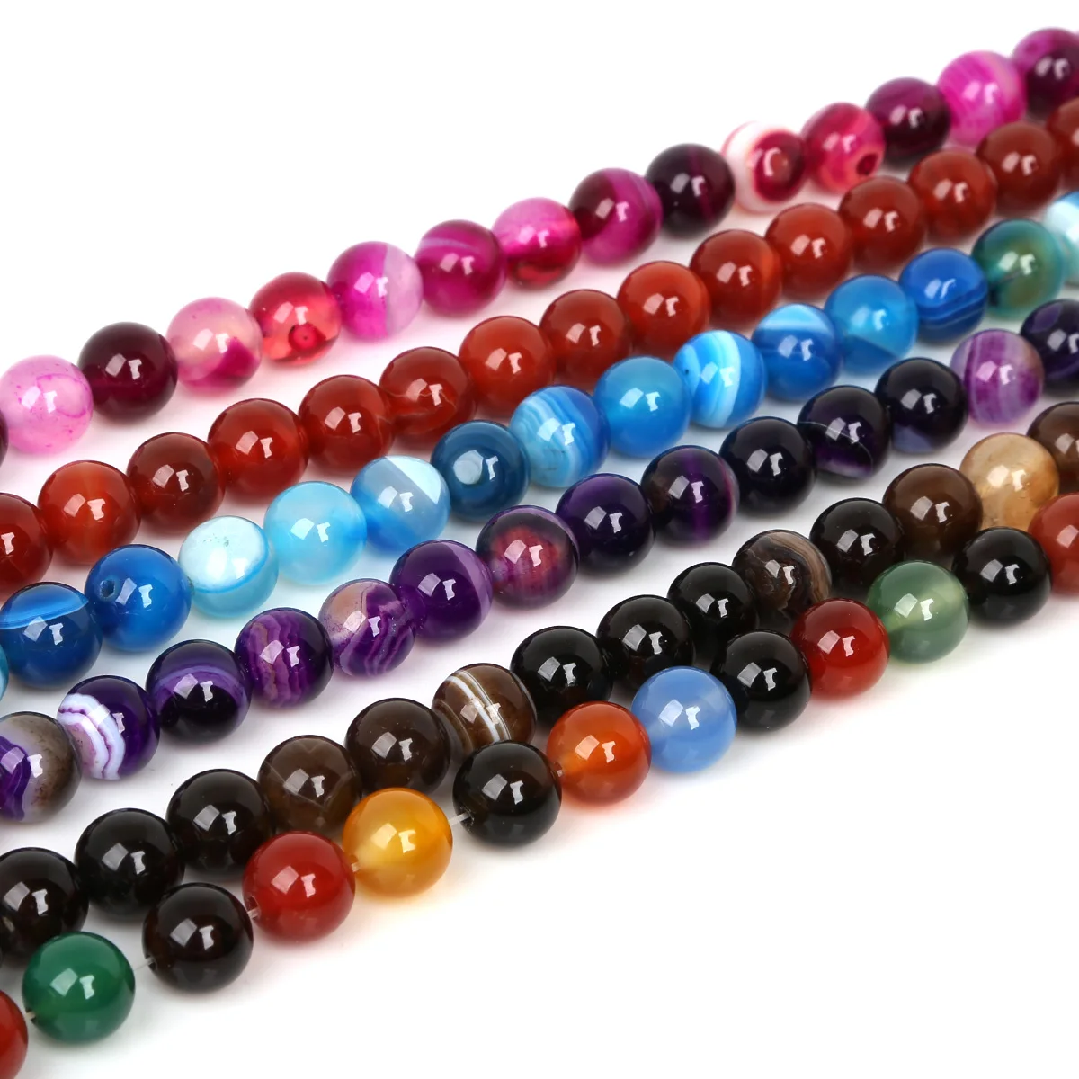 

4/6/8/10mm 1Str/bag Mixed Agate Beading Gemstone Beads Round Loose Beads DIY Bracelet Necklace for Jewelry Making Accessories