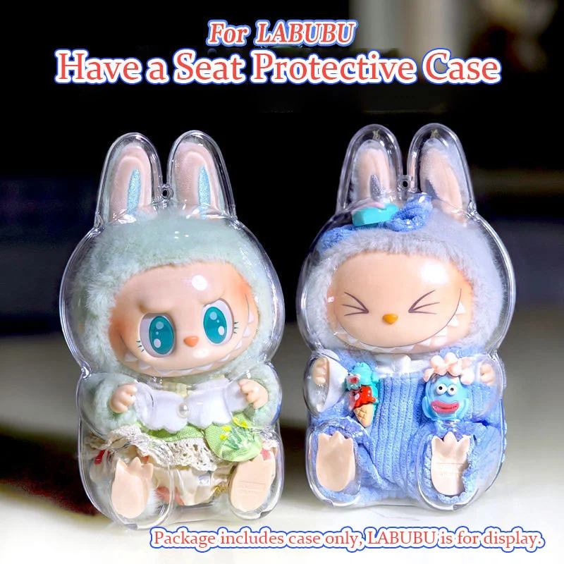 For Labubu Transparent Protective Cover Monster Toy Elf Doll Cover Storage Box Cute Elf Plushie Display Cover for Party Dolls