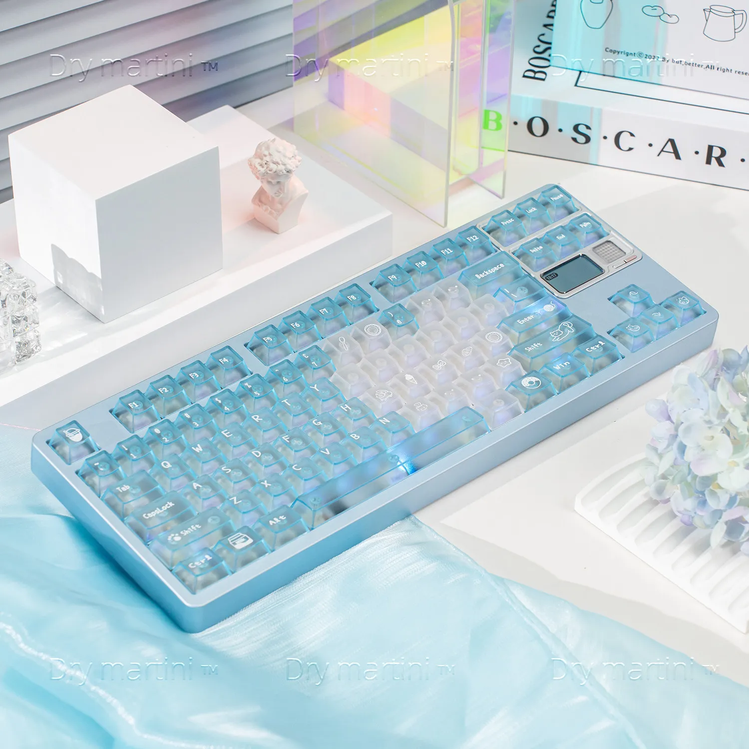 Matte fog transparent PC blue transparent keycap mechanical keyboard transparent magnetic shaft factory height 61/68/75/87/108