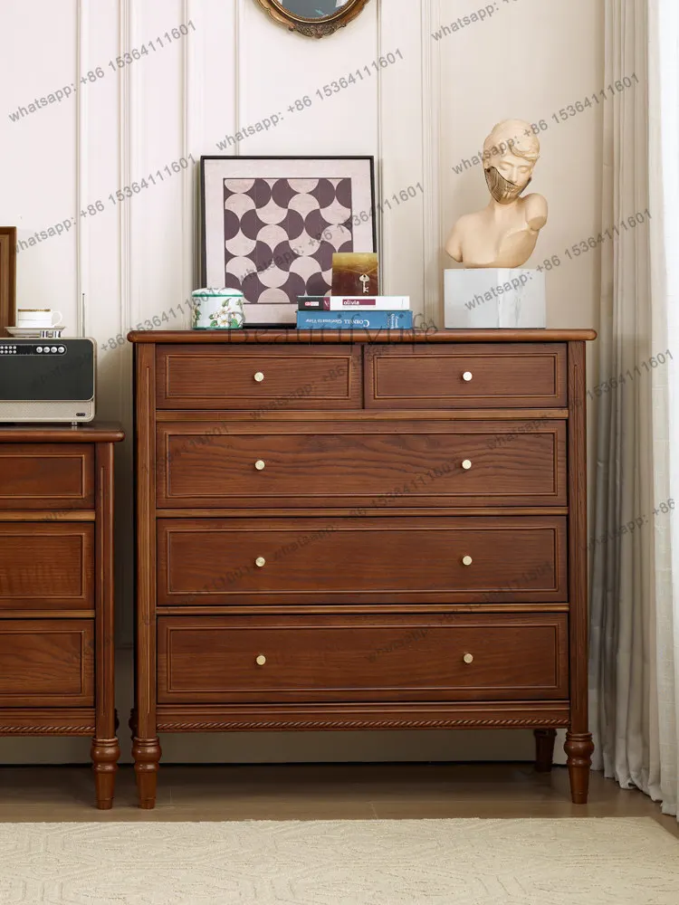 

French retro style all solid wood five or six chest cabinet American simple locker